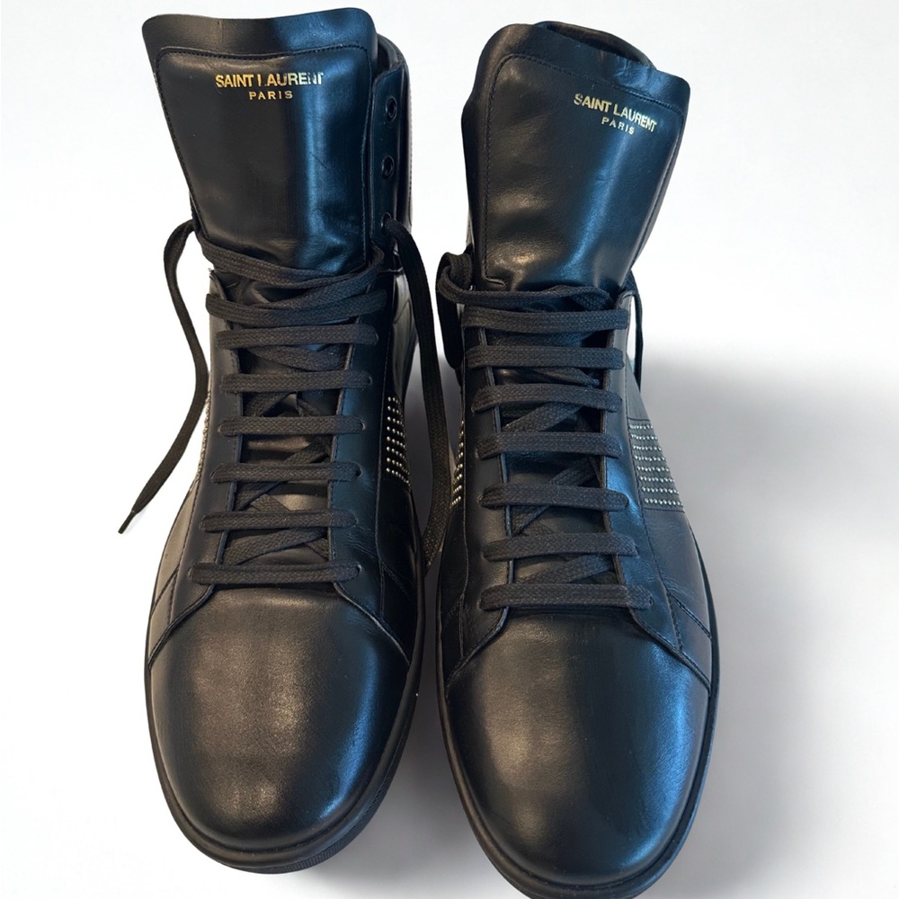 Saint Laurent Black Leather High-Top Sneakers